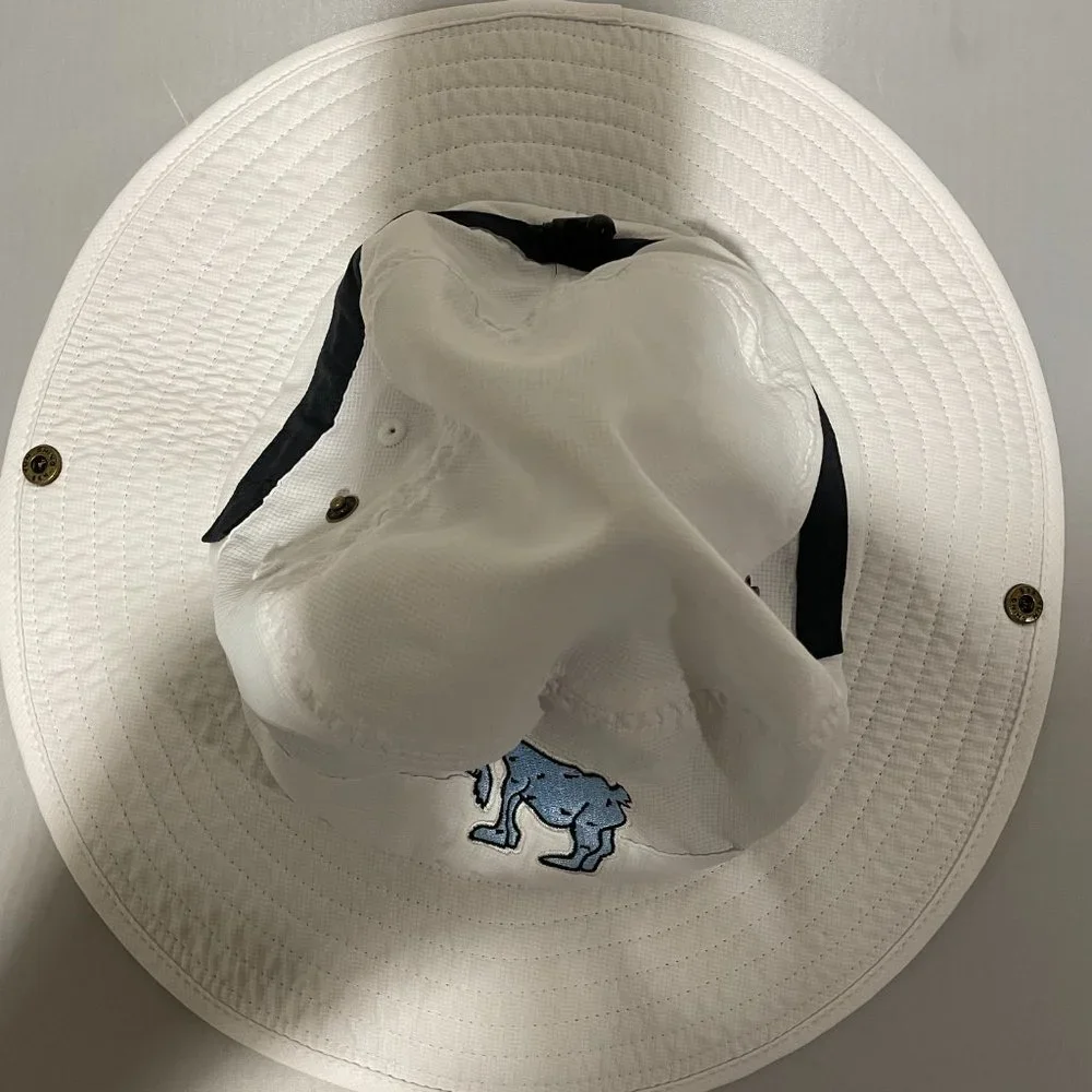 White Bucket Hat with Embroidered Goat Graphic - Picture 4 of 6